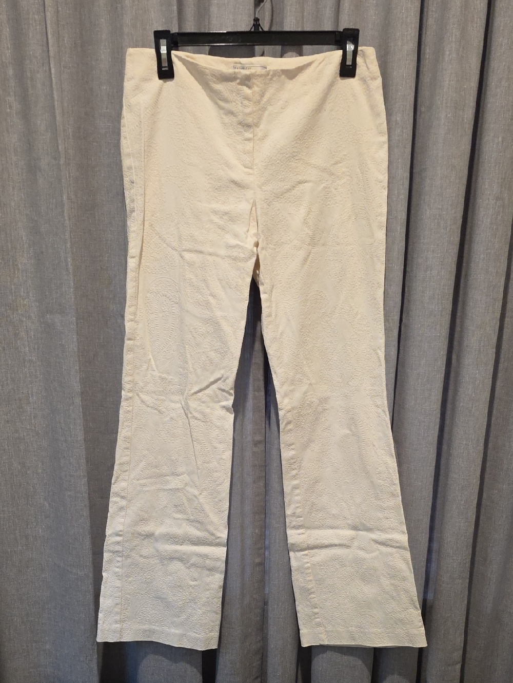 Parameter Off-white Textured Paisley Print Flare Bottom Pants